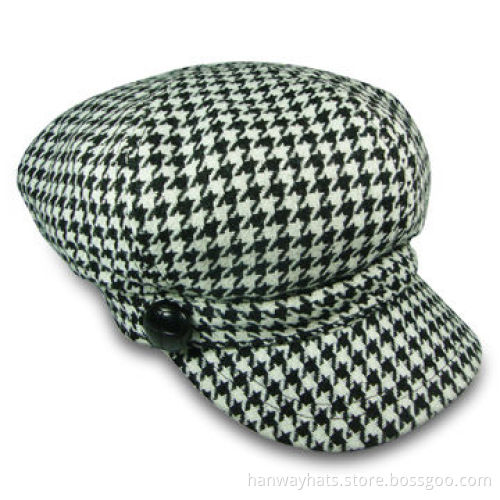Fashion Newsboy Hat for Women, with Self Fabric Band and Classic Check Design